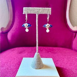 Handmade Cloisonné & Pearl Drop Earrings